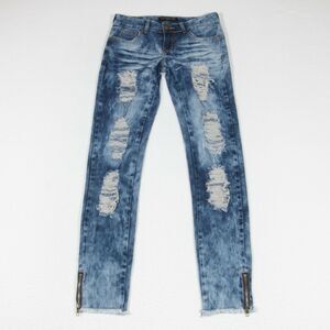 Twentyone Black Jeans Womens 0 - 27x31 Jegging Acid Wash Distressed Ankle Zip